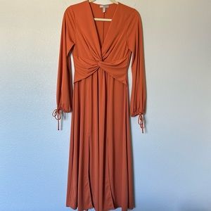 chinese dress ladies Burnt Orange Long Sleeves Mermaid Prom Dress With Beads Y6634 –  Simplepromdress